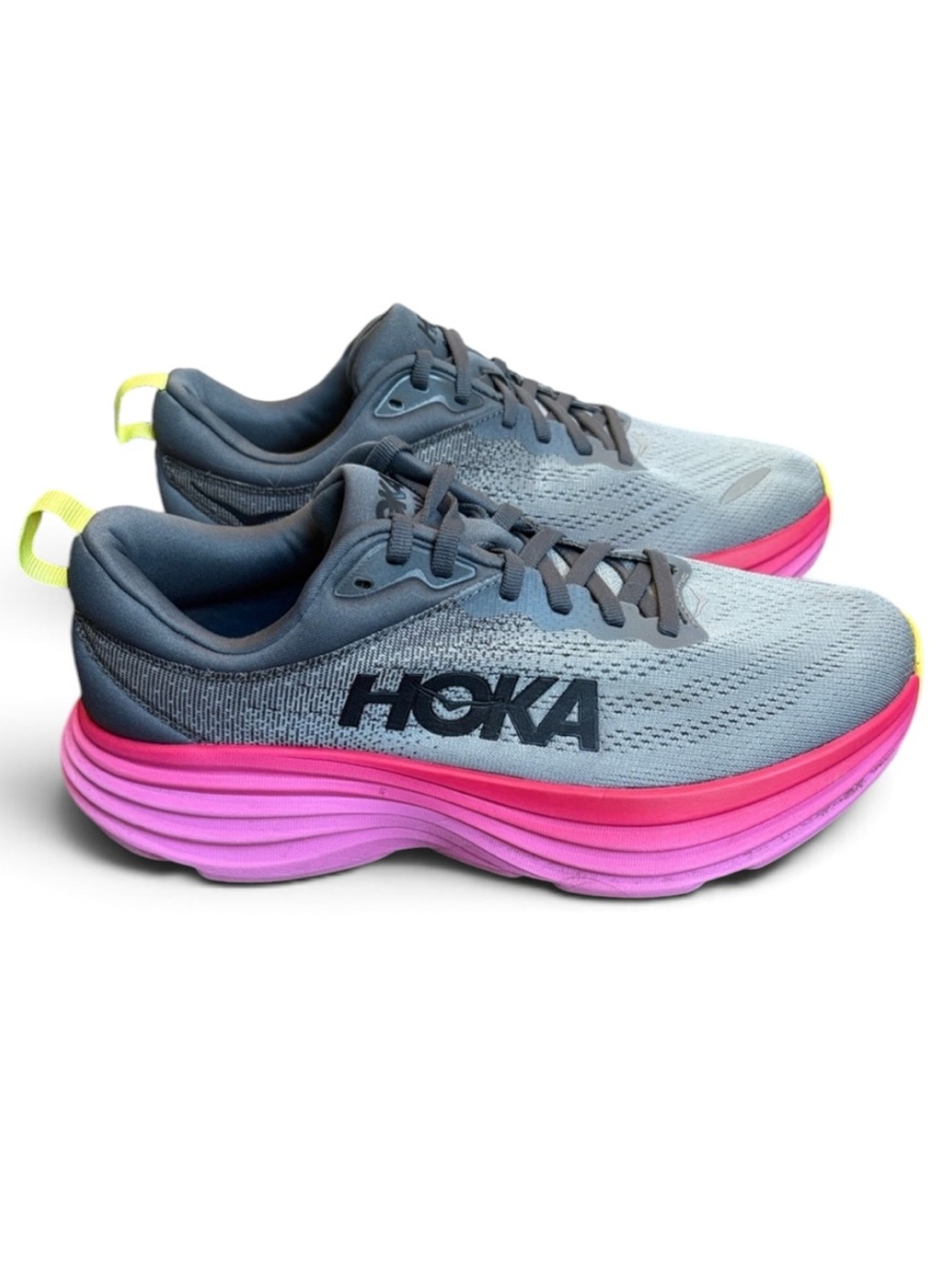 Hoka Bondi 8 Running Shoes Women's 9 Castlerock/Strawberry NO INSOLES